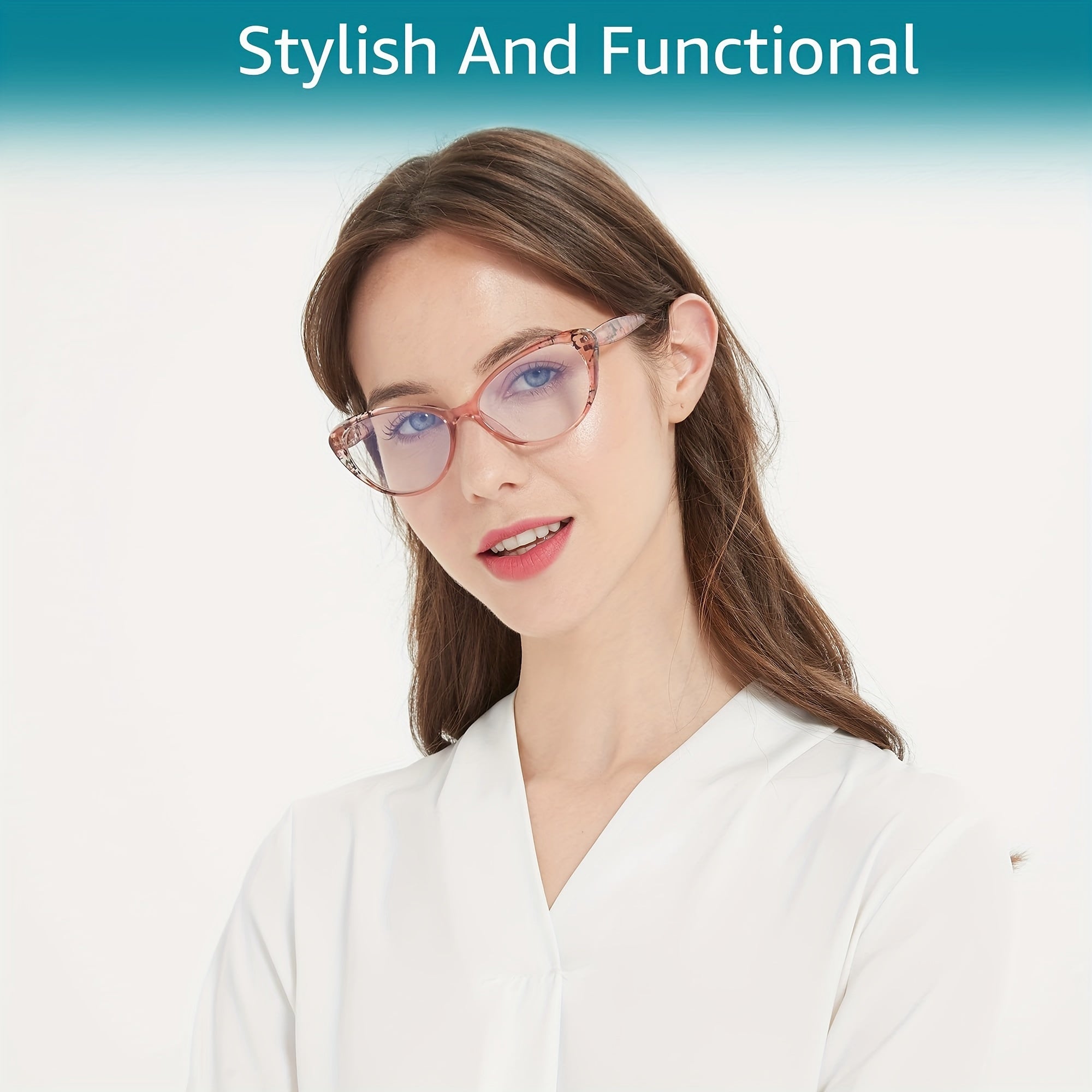Floral Cat Eye Reading Glasses for Women Light Blocking Anti Eye Strain Glare
