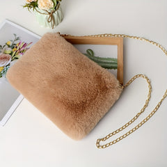 Plush Chain Shoulder Bag Faux Fur Crossbody Bag