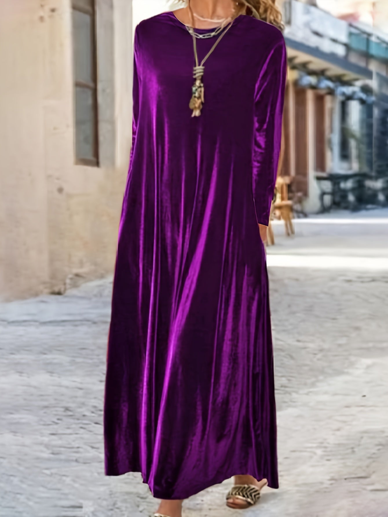 Velvet Long Sleeve Maxi Dress
