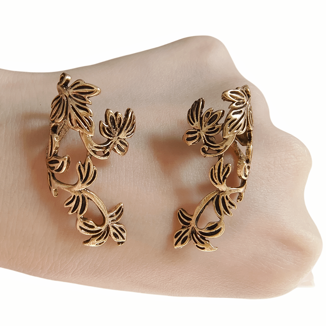 Retro Hollow Flower & Leaf Ear Cuffs Earrings for Girls