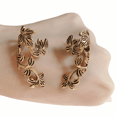 Retro Hollow Flower & Leaf Ear Cuffs Earrings for Girls