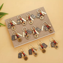 Retro Zodiac Gourd Fengshui Coin Pendant Keychain Lucky Brass Pendant