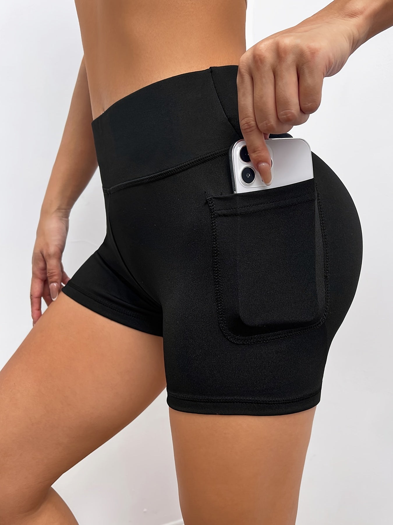 Seamless High Waisted Biker Shorts with Pocket