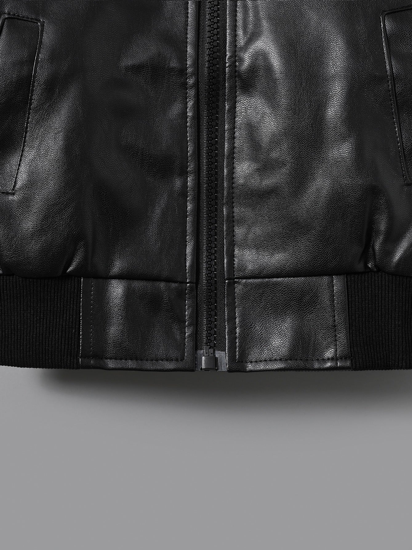Christmas Boys Faux Leather Zipper Jacket