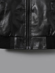 Christmas Boys Faux Leather Zipper Jacket