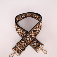Flower Pattern Adjustable Shoulder Strap Ethnic Style Purse Replacement Belt