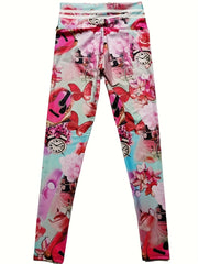 Floral Print High Waist Yoga Leggings Slimming Butt Lifting High Stretch