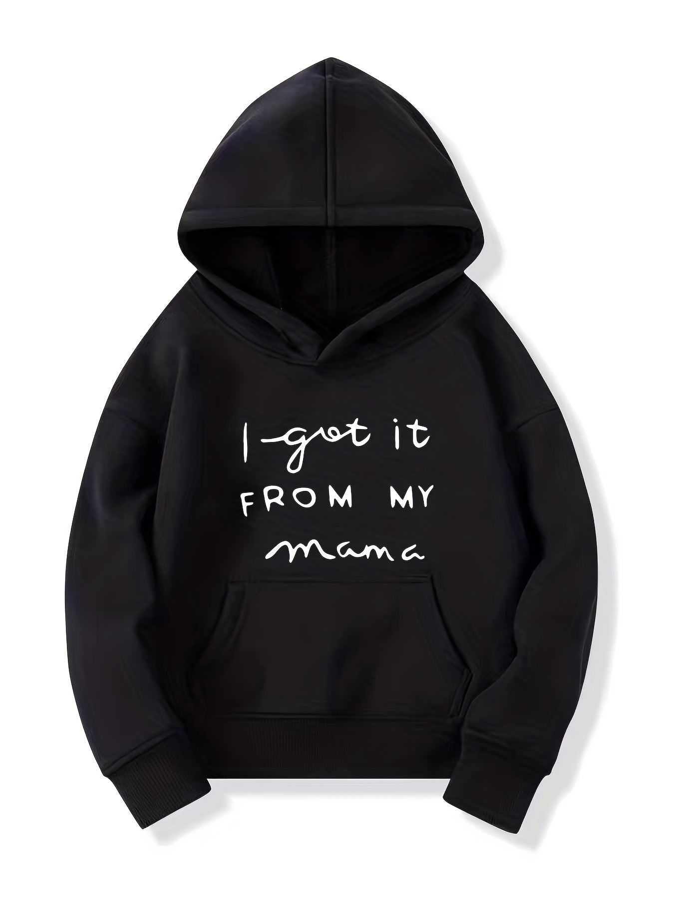 Girls' Mama Print Hooded Sweatshirt Top Youth Long Sleeve Hoodie