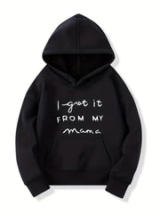 Girls' Mama Print Hooded Sweatshirt Top Youth Long Sleeve Hoodie
