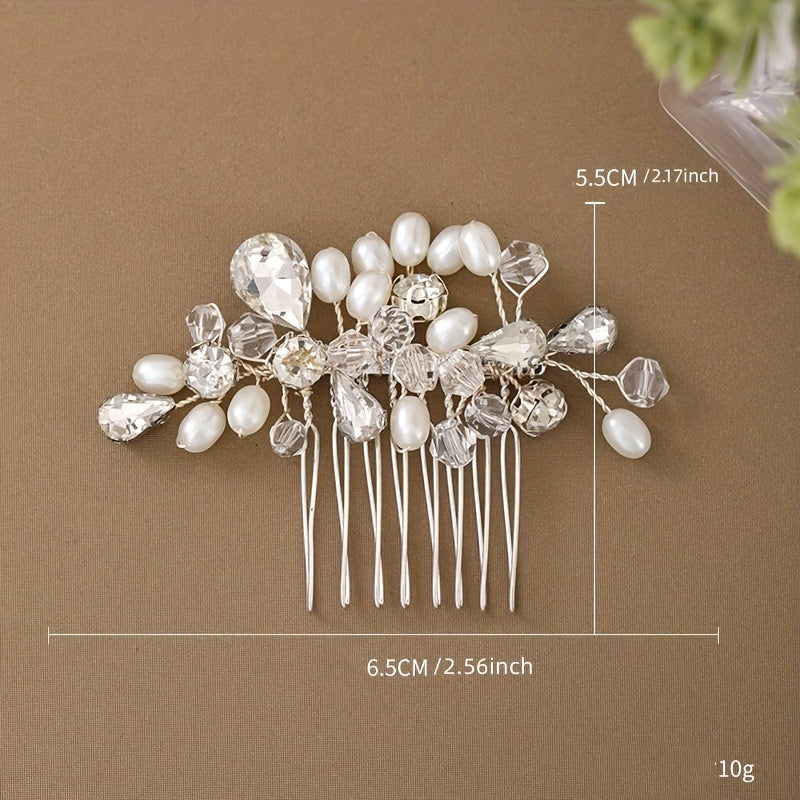 Crystal Faux Pearl Hair Comb Head Jewelry Insert Comb