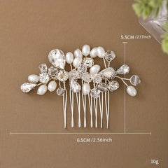 Crystal Faux Pearl Hair Comb Head Jewelry Insert Comb