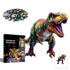 T-Rex Wooden Puzzle Animal Shaped Jigsaw Brain Exercise Artistic Decor