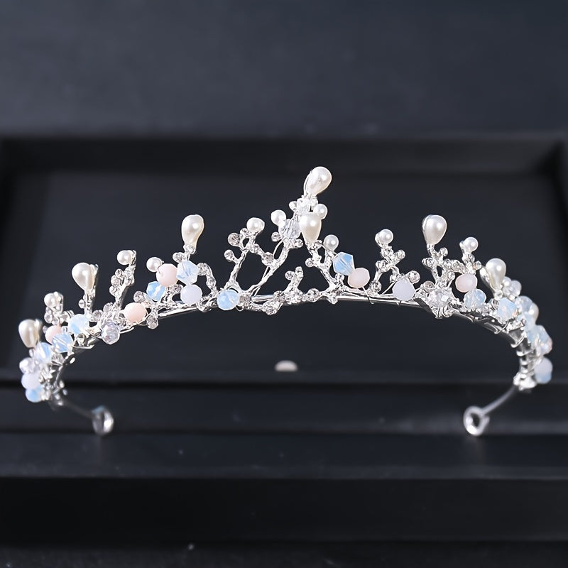 Flower Girl Pearl Headband Crystal Wedding Tiara Hair Piece