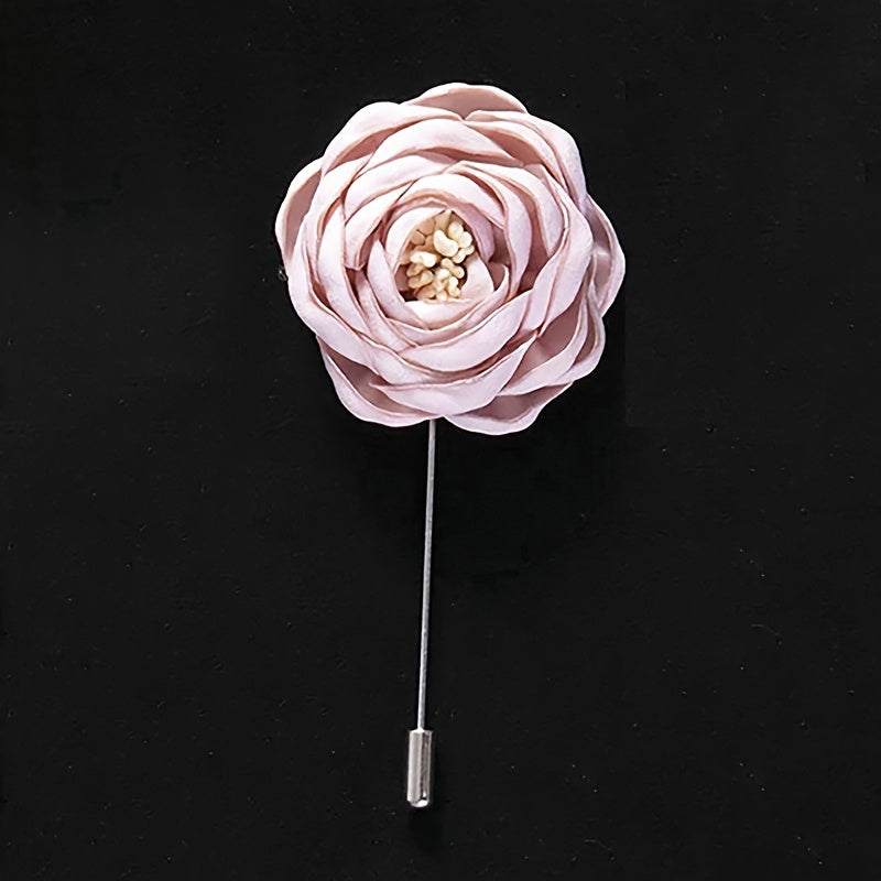 2pcs Wedding Boutonniere Fabric Rose Corsage Outfit Accessory
