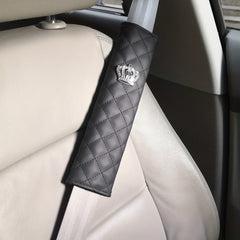 Crown Seat Belt Shoulder Protector Rhinestone PU Leather