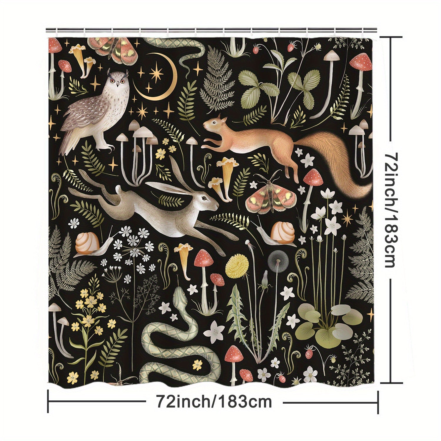 Animal Shower Curtain with Hooks Bathroom Decor 72x72in