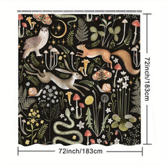 Animal Shower Curtain with Hooks Bathroom Decor 72x72in