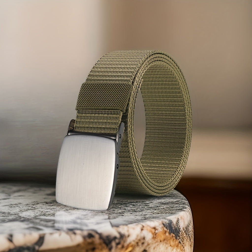Army Green Canvas Belt Breathable and Wear-Resistant Smooth Buckle