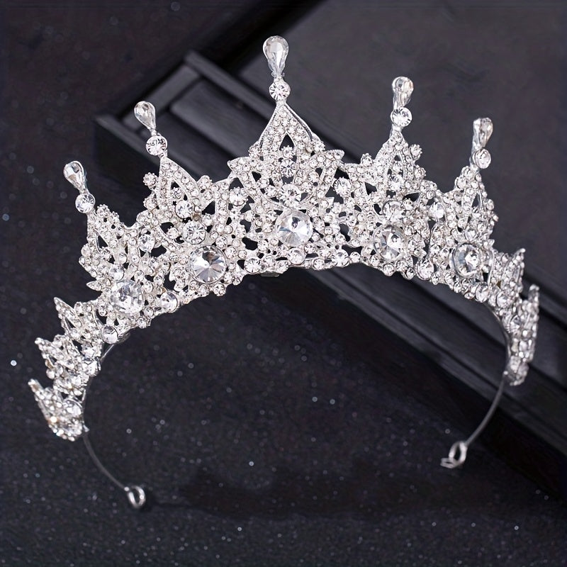 Baroque Crystal Bridal Head Jewelry Set Rhinestone Tiara Crown Earring Necklace