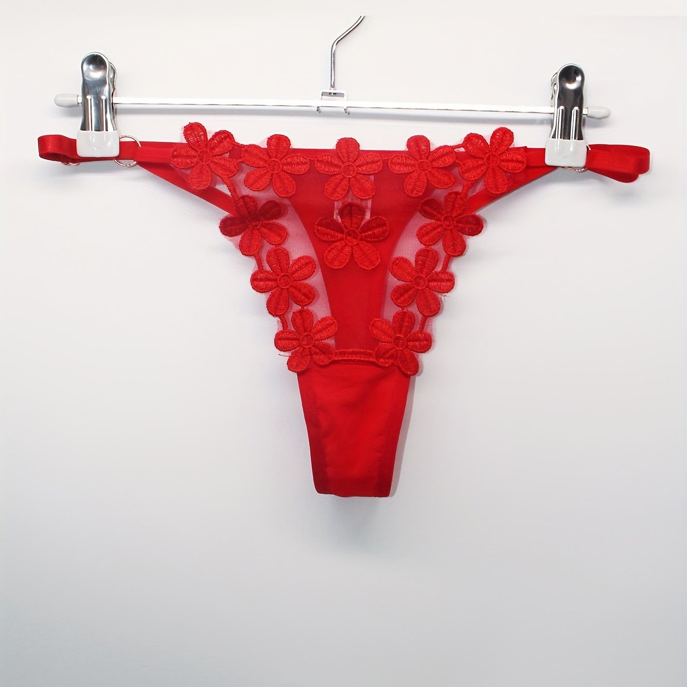 Floral Embroidery Thongs Mesh Intimates Panties Women's Lingerie
