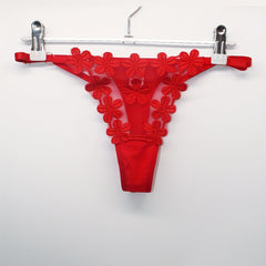 Floral Embroidery Thongs Mesh Intimates Panties Women's Lingerie