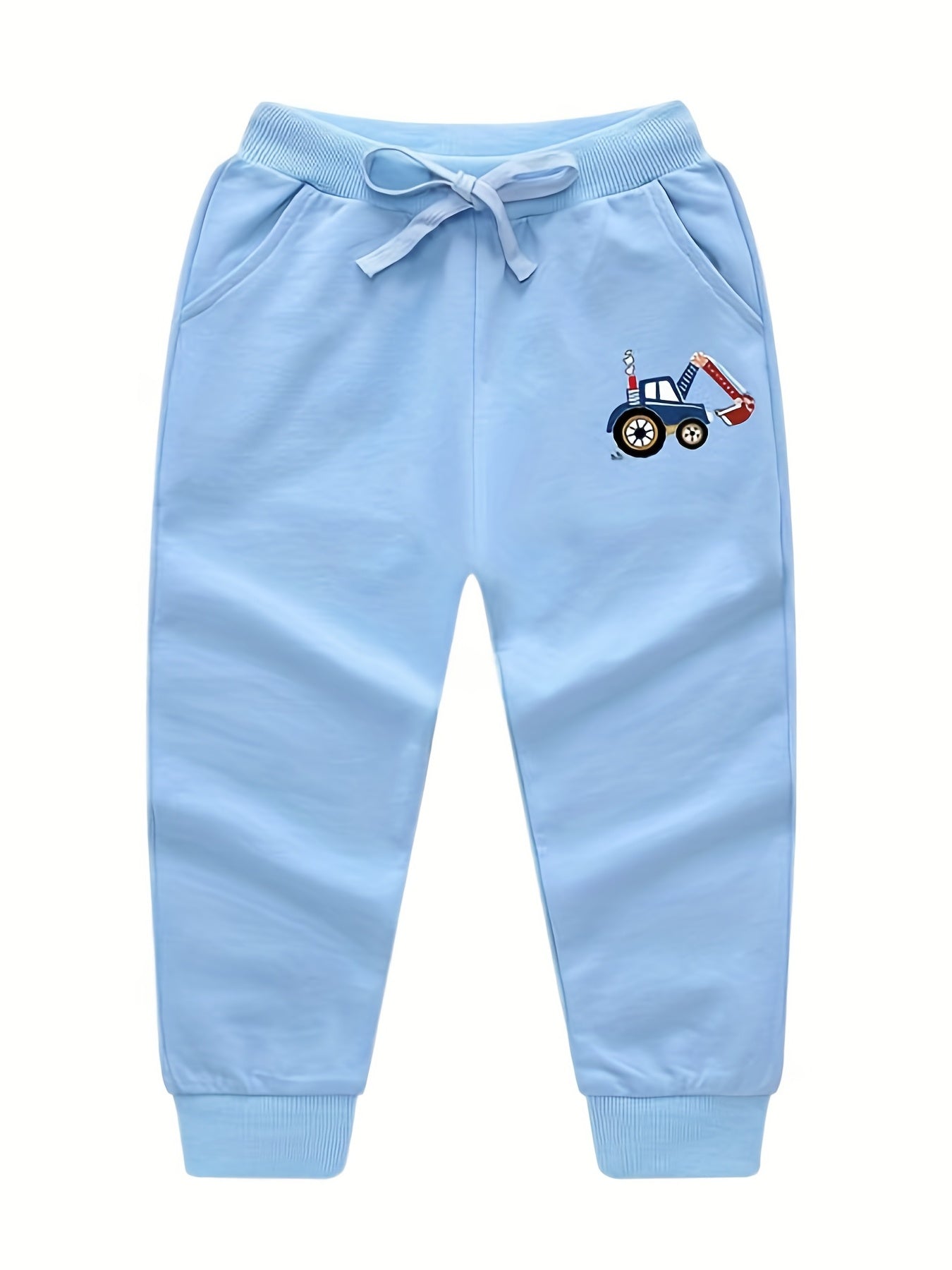 Boys Excavator Sweatpants Long Pants Drawstring Waist