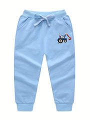 Boys Excavator Sweatpants Long Pants Drawstring Waist