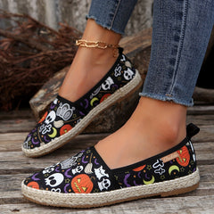 Women's Halloween Slip-On Walking Shoes Ghost Pumpkin Skull