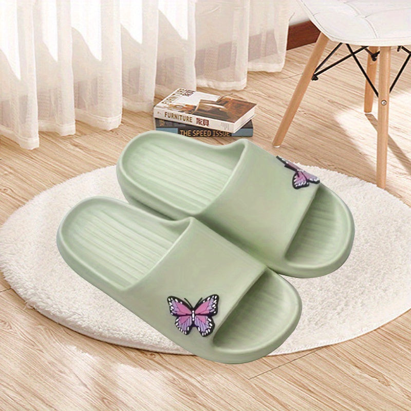 Women's Butterfly Print Slides Soft Sole Shoes
