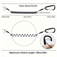 6pcs Fishing Tools Lanyard Retractable Safety Ropes Wire Coiled Lanyard