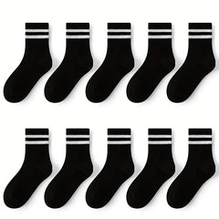 10 Pairs Boys Thin Crew Socks Spring Summer Autumn Casual Striped Kids Socks