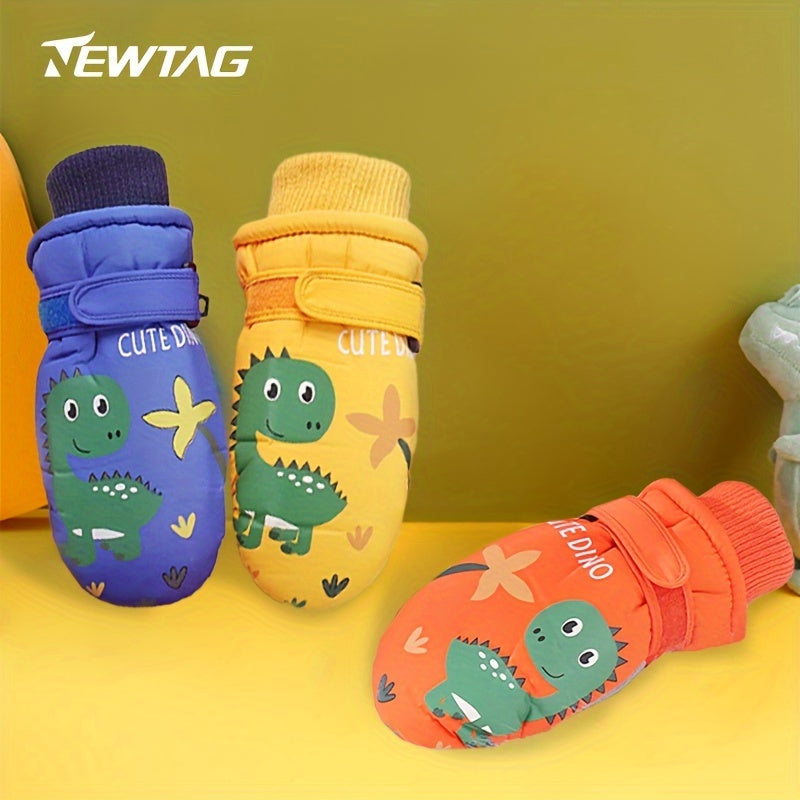 Cartoon Skiing Gloves for Boys & Girls, Windproof & Waterproof