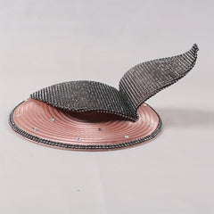 Vintage Rhinestone Leaf Fascinator Hat with Bowknot & Veil