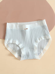 Colorblock Mesh Briefs Ribbed Bow High Waist Panties