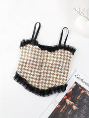 Girl's Houndstooth Tweed Camisole Cami Top For Teens 13-18 Years Old