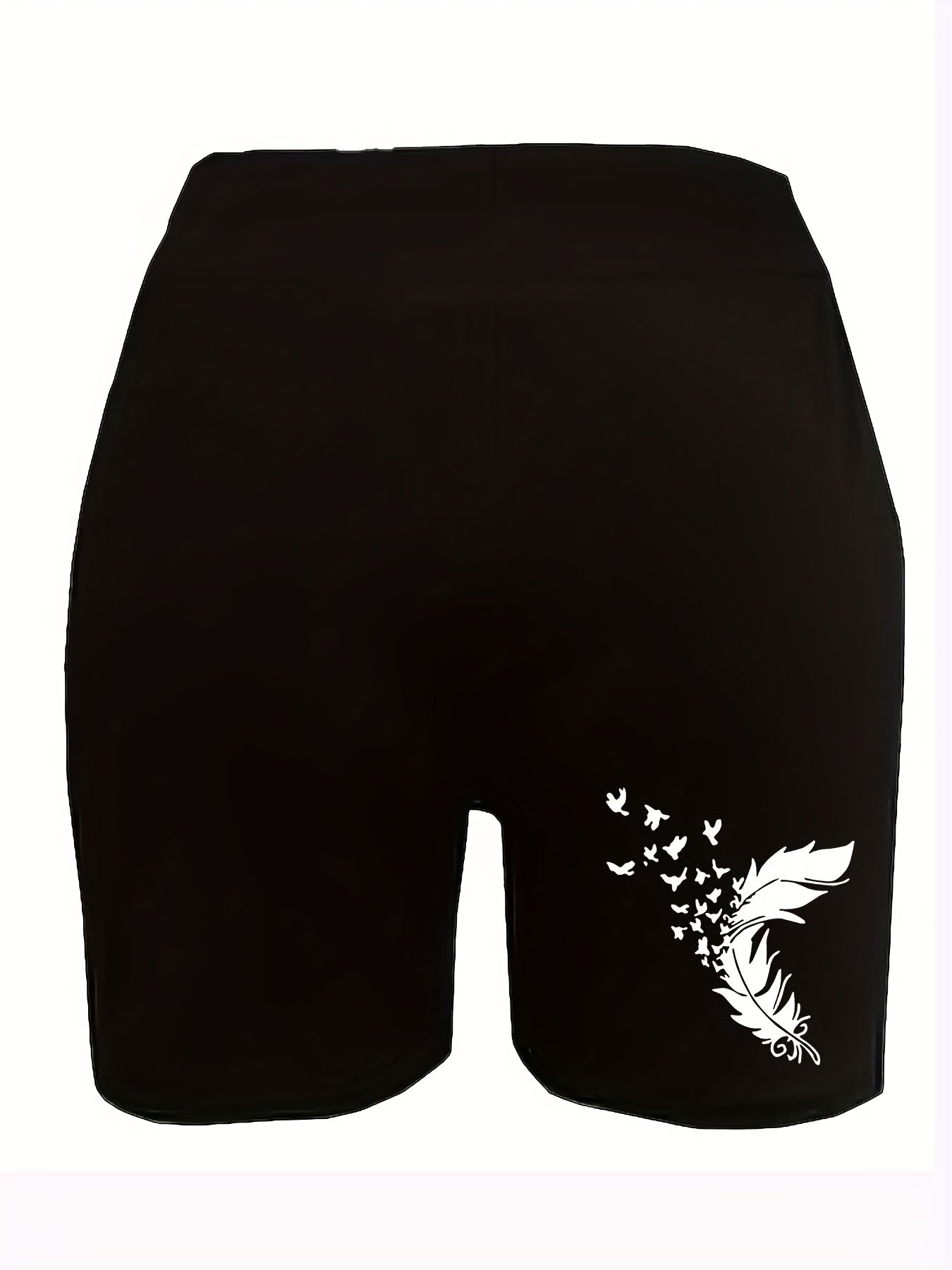 Women's Plus Feather Print High Rise Biker Shorts