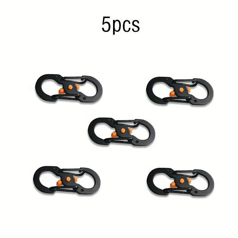 5pcs S Type Carabiner Mini Metal Keychain Buckle Lock for Outdoor Travel