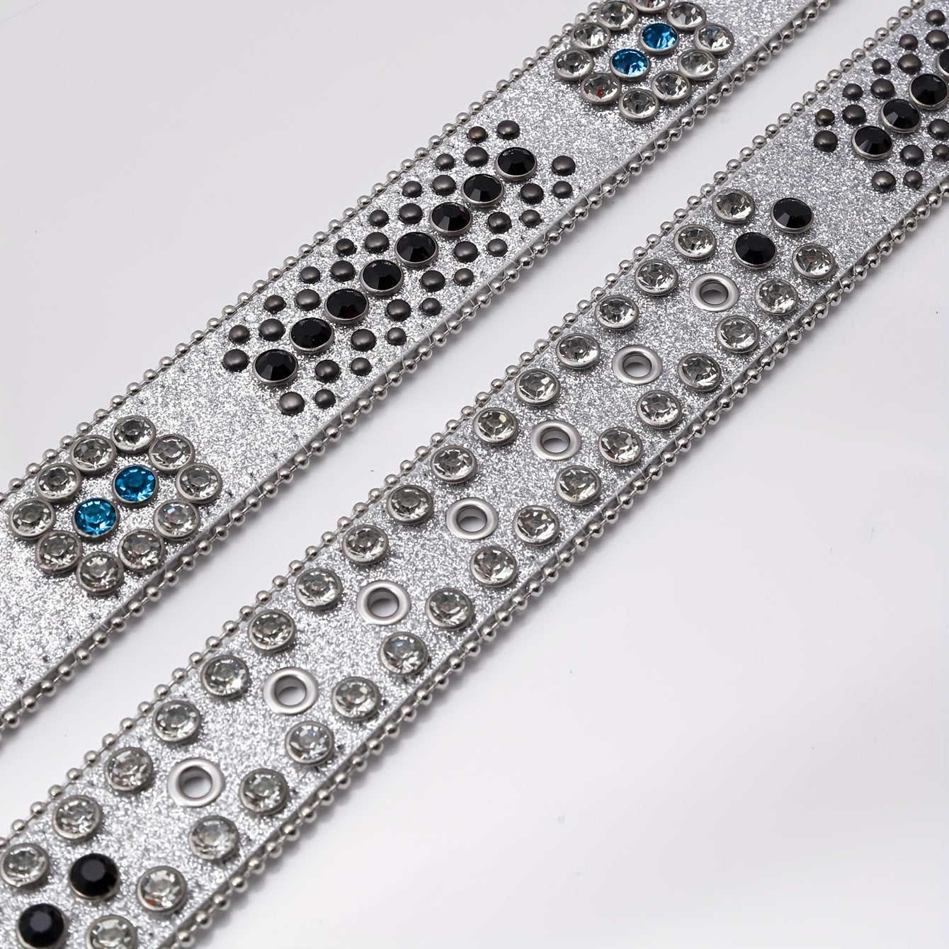 Sequin Jeans Pants Belt Rhinestone Decor Wide Buckle