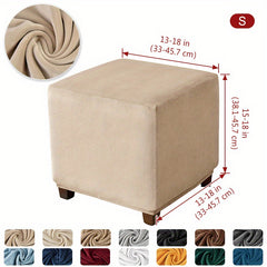 Velvet Square Ottoman Slipcover Elastic All-inclusive Stool Cover