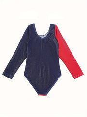 Splicing Star Long Sleeve Gymnastics Romper For Girls
