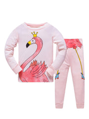2pcs Toddler Girls Flamingo Graphic Pjs Set