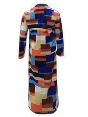 Y2K Geo Print Lapel Long Coat Women's Outerwear