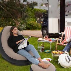 Portable Inflatable Lounge Chair with Footrest - Comfortable Outdoor Sofa Bed