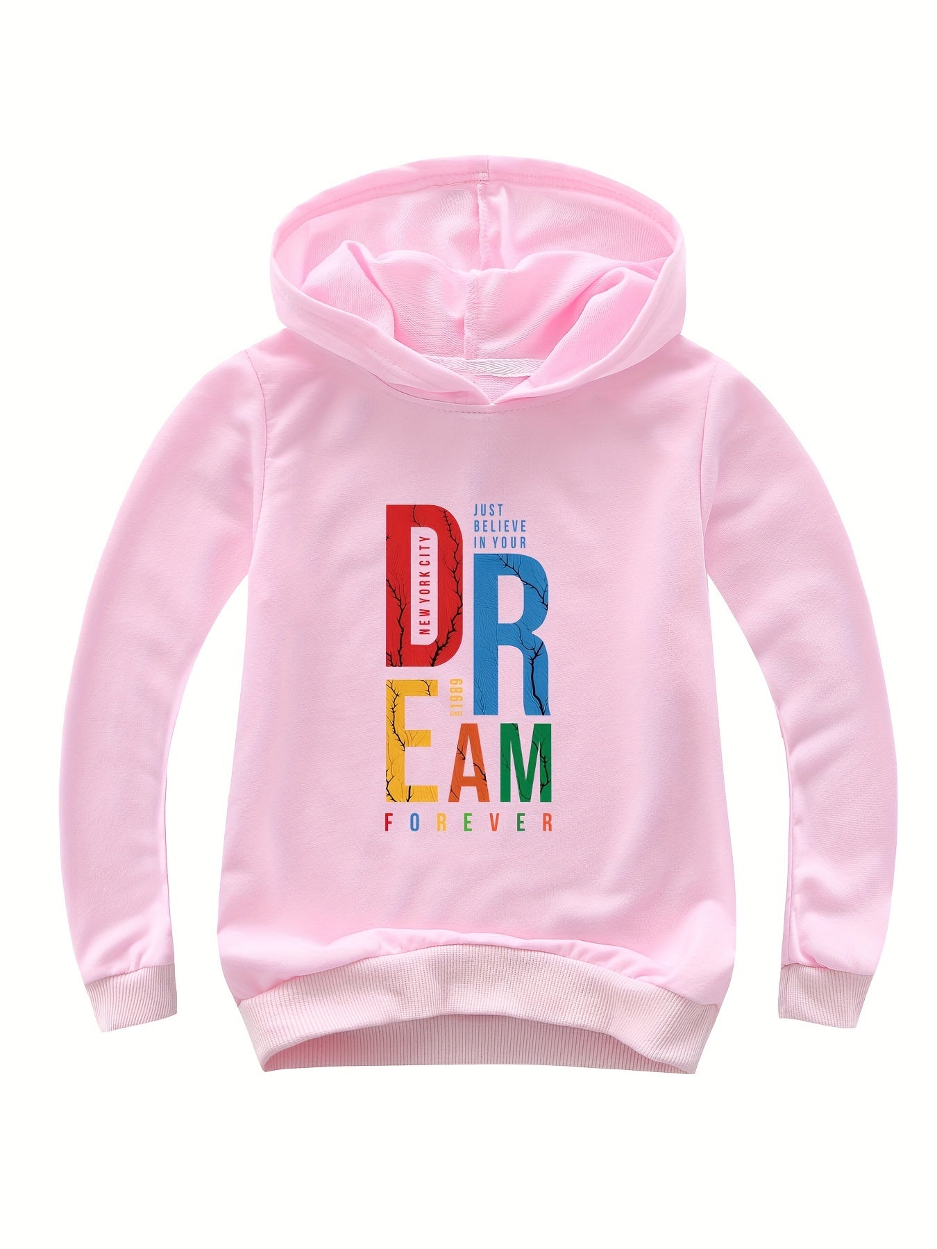 Alphabets Pattern V Neck Long Sleeve Sweatshirt Hooded Pullover