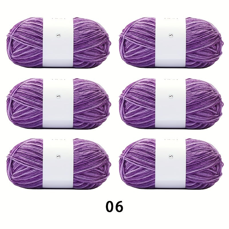 6pcs 50g Space Dyed Acrylic Yarn - Socks Yarn Hook Doll Scarf Hand Knitting Yarn