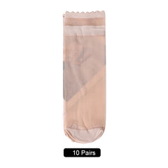 10 Pairs Floral Trim Tulle Socks Ultra Thin Mid Tube Stockings