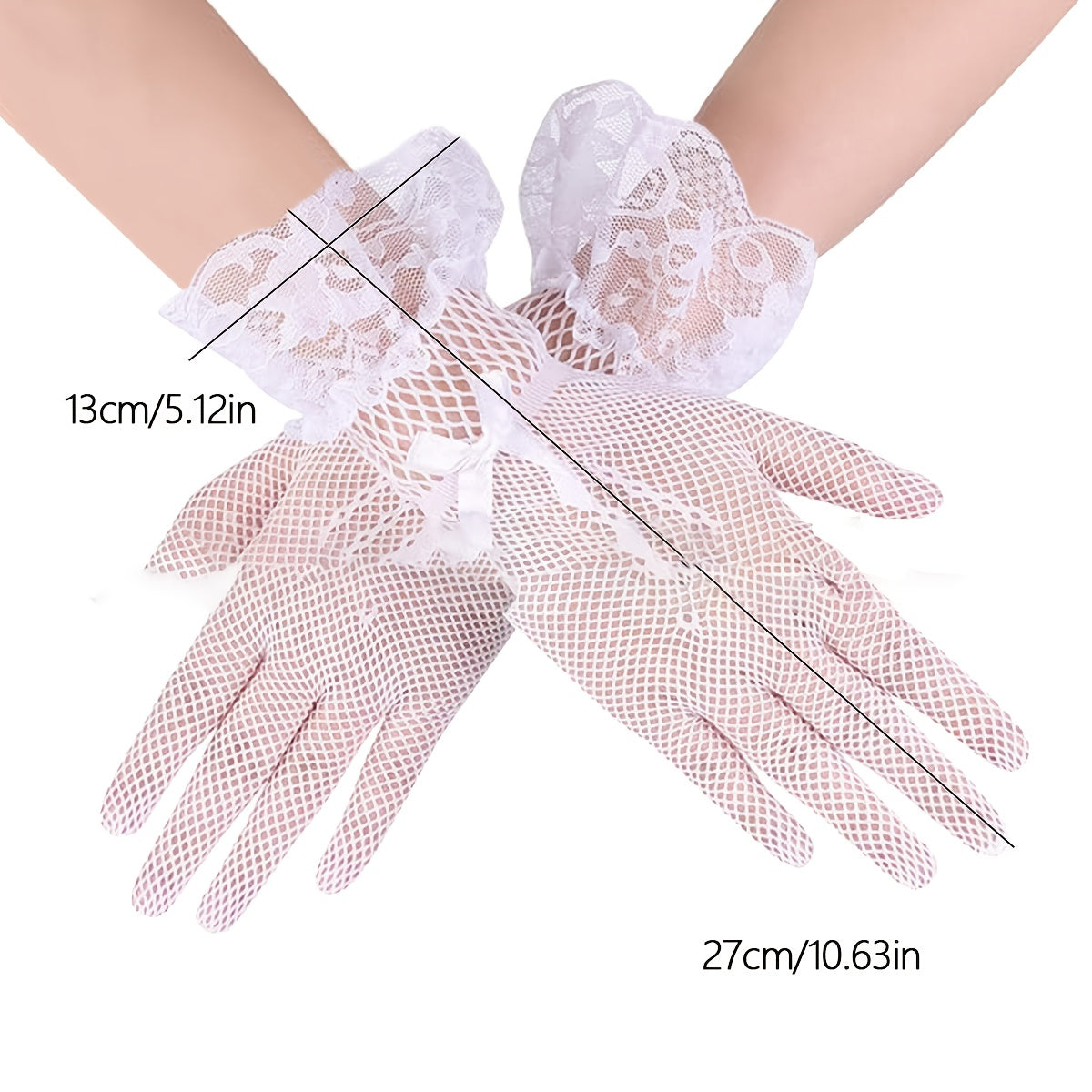 Women's Full Finger Fishnet Lace Gloves - Wedding/Performance/Bridal