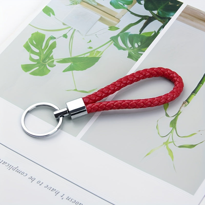 Men's Rotatable Woven Leather Horseshoe Buckle Keychain