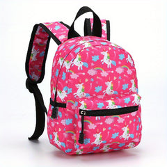 Pink Cartoon Unicorn Kids Backpack - Lightweight with Adjustable Straps