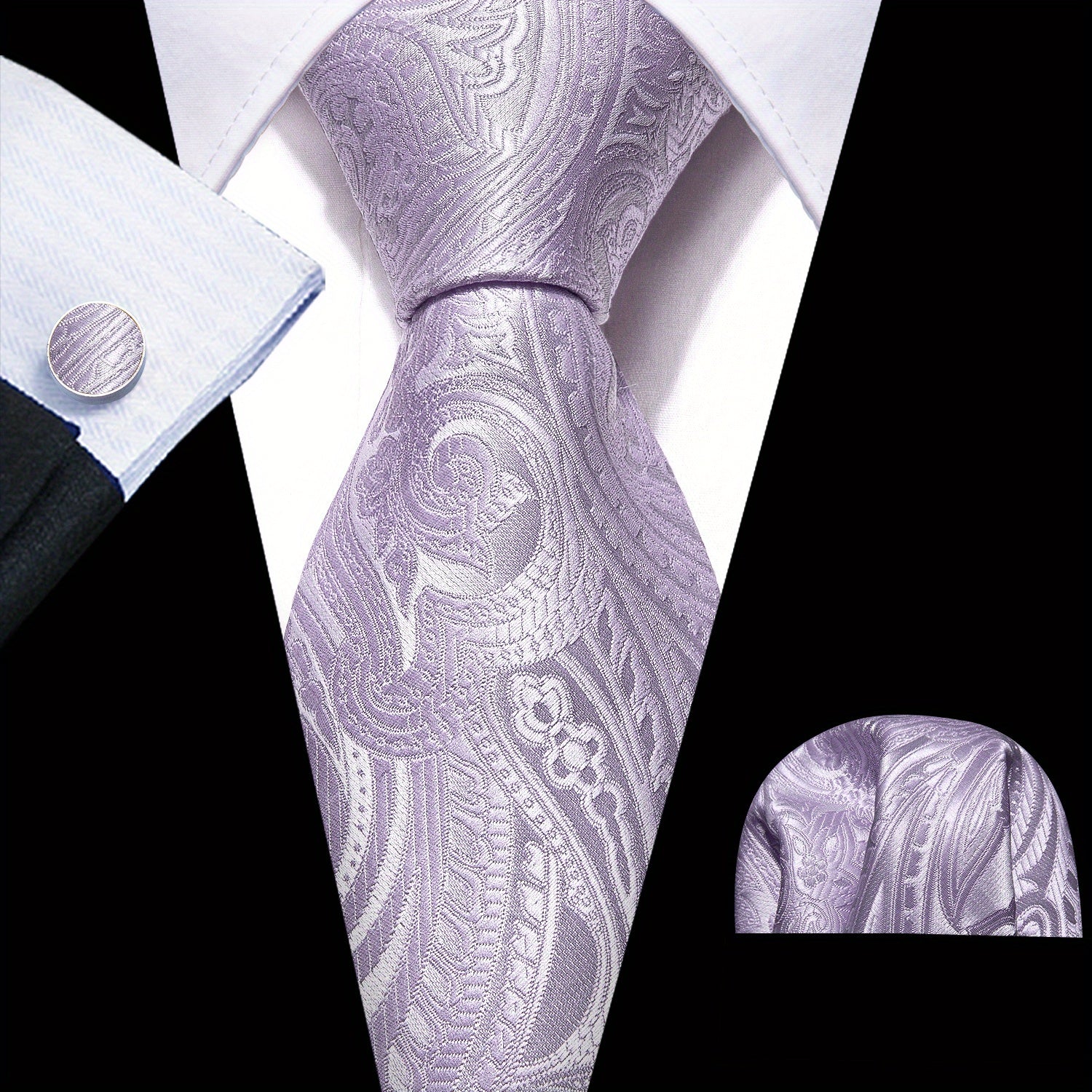 Men's Paisley Silk Tie Set Wedding Accessories Gift